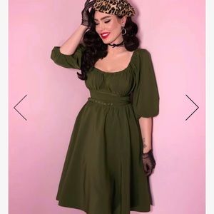 Vixen by Micheline Pitt. XL Olive vacation dress NWT